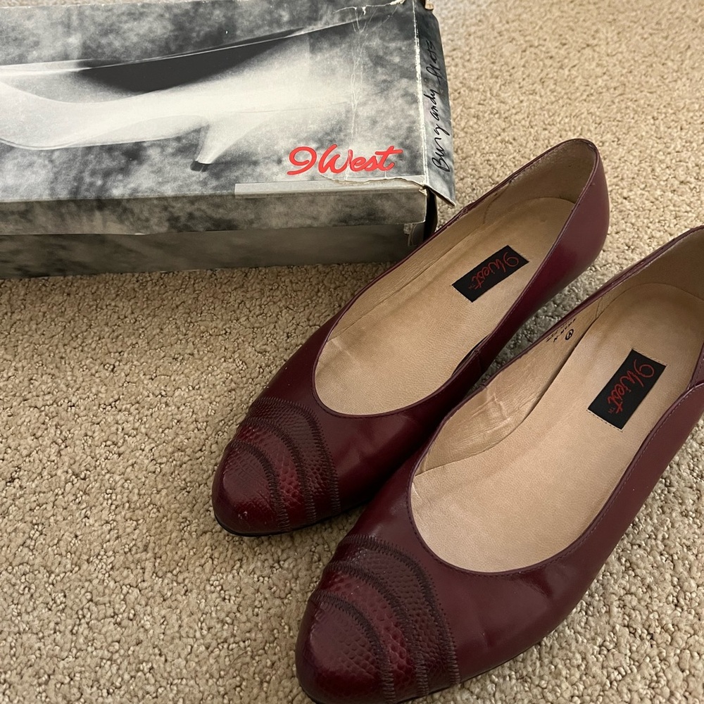 vintage leather 9west flats
